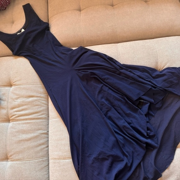 FUZZI by Jean Paul Gaultier Mesh Dress Long Sleeve MIDI Maxi Navy Blue SET sz S - Picture 6 of 16